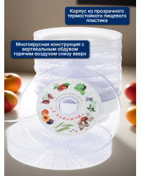 Сушилка для фруктов и овощей "Ветерок-2", 6 поддонов (прозрачная)