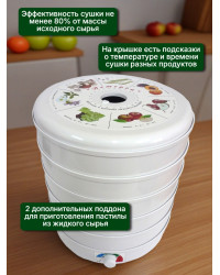 Сушилка для фруктов "Ветерок" (5 поддонов + 2 для пастилы) белая