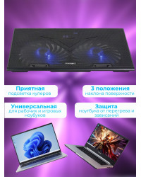 Охлаждающая подставка для ноутбука CROWN CMLS-401 Blue, до 17"