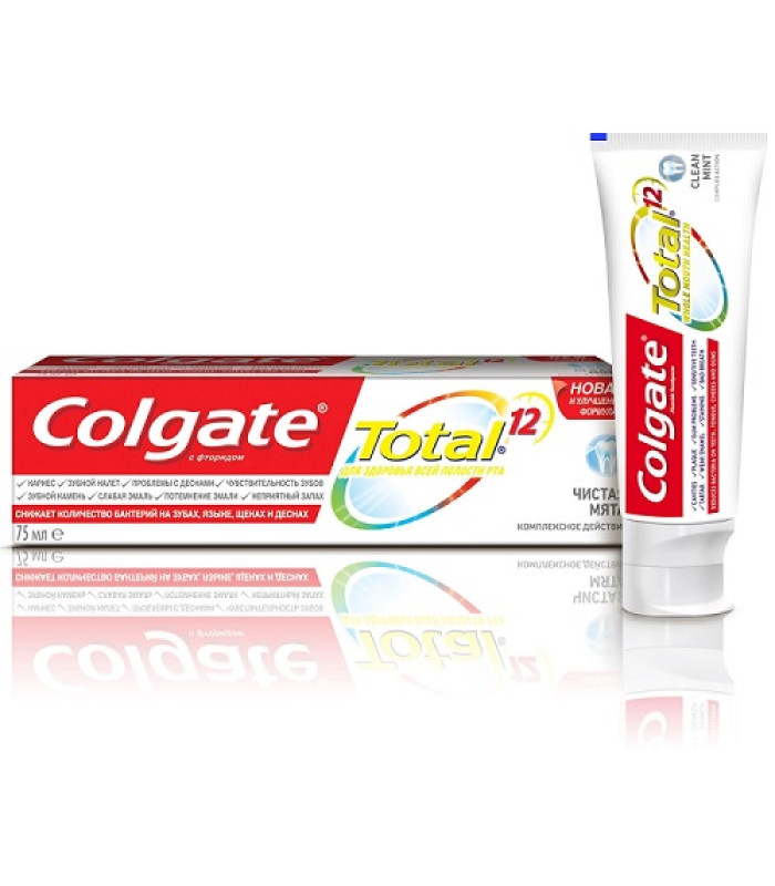 Зубная паста Colgate "Total 12. Чистая Мята", комплексная, 75 мл