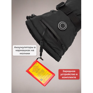 Перчатки сенсорные с регулируемым подогревом RedLaika Lux (3000 мАч, до 9 ч) черные, р.L