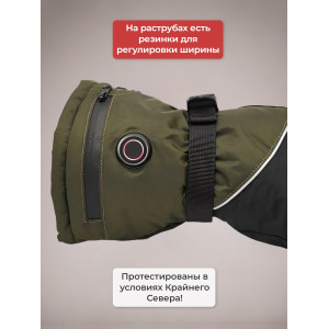 Перчатки сенсорные с регулируемым подогревом RedLaika Lux (3000 мАч, до 9 ч) зеленые/хаки, р.XL