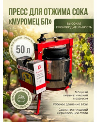 Пресс для отжима сока "Муромец БП" с пневматическим приводом, 50 л