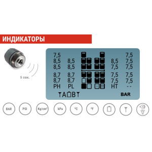 Датчики давления в шинах грузового автомобиля TPMS CRX-1012/W6 (комплект 6 внешних датчиков)