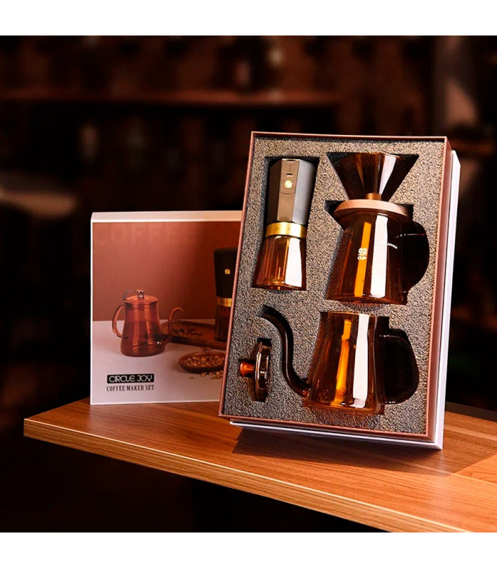 Кофейный набор 3 в 1 Circle Joy Amber Coffee Maker Set (CJ-CF09) (Аккумуляторная кофемолка + посуда для приготовления кофе)