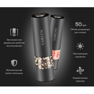 Подарочный набор мельниц для специй GARLYN Spice Duo