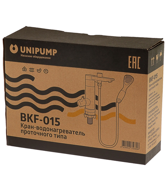 Водонагреватель проточного типа UNIPUMP BKF-015 кран+душ