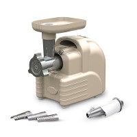 Электрическая мясорубка Аксион М 63.04 в ретро стиле (3 в 1: мясорубка + овощерезка + соковыжималка)