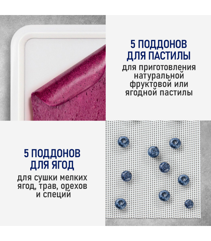 Сушилка для фруктов с WI-FI STINGRAY ST-FD729A (5 поддонов + 5 для пастилы + 5 для ягод) 12 л, сталь