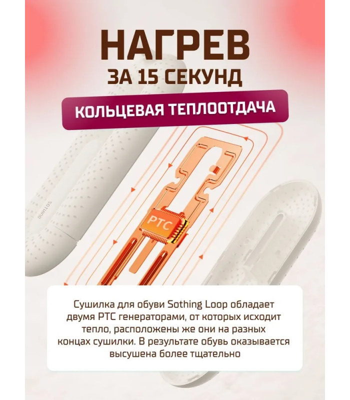Сушилка для обуви Xiaomi Sothing LOOP Stretchable Shoes Dryer DSHJ-S-2111B RUS White, раздвижная
