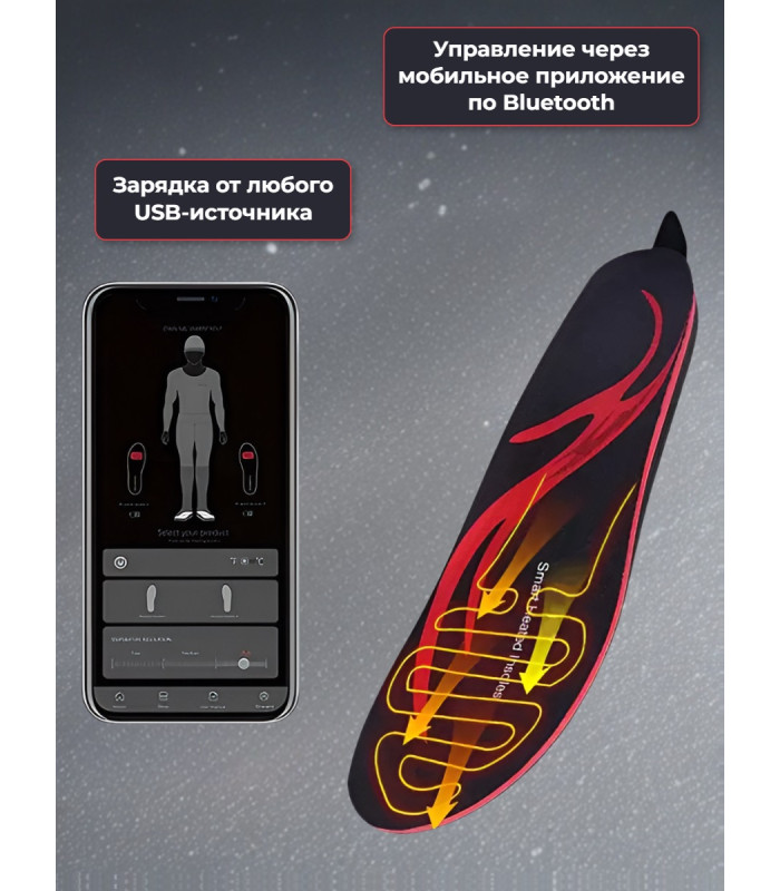 Стельки с подогревом Dr.Warm Bluetooth, р.S (35-37)
