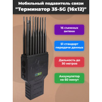 Мультичастотный мобильный подавитель «Терминатор 35-5G (16х12)»
