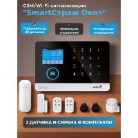 Беспроводная GSM/Wi-Fi сигнализация TUYA "SmartСтраж Око+" для дома и квартиры (2 канала оповещения, поддержка RFID карт, удобное приложение)