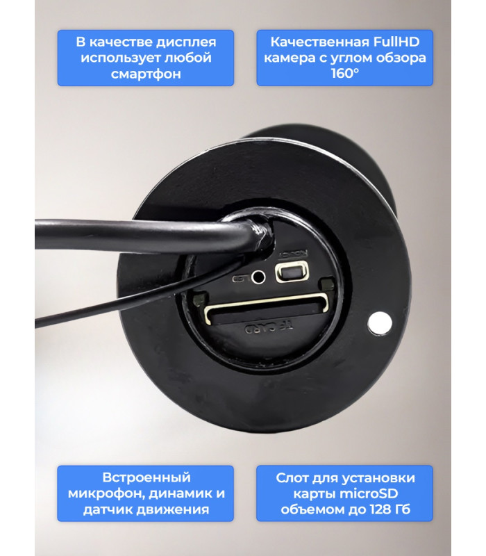 Беспроводной видеоглазок TUYA Wi-Fi "IHome-HQ02-Tuya" с записью и датчиком движения