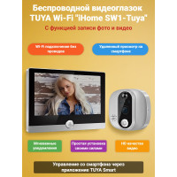 Беспроводной видеоглазок TUYA Wi-Fi "iHome SW1-Tuya" с записью на SD карту и датчиком движения
