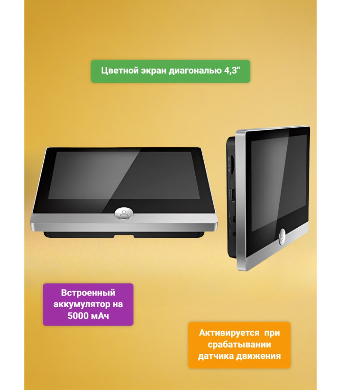 Беспроводной видеоглазок TUYA Wi-Fi "iHome SW1-Tuya" с записью на SD карту и датчиком движения