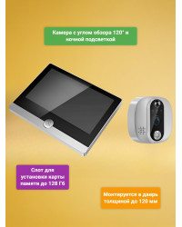 Беспроводной видеоглазок TUYA Wi-Fi "iHome SW1-Tuya" с записью на SD карту и датчиком движения