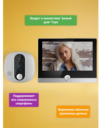 Беспроводной видеоглазок TUYA Wi-Fi "iHome SW1-Tuya" с записью на SD карту и датчиком движения