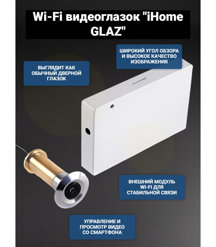 Wi-Fi видеоглазок «iHome GLAZ» с записью по движению и удаленным доступом