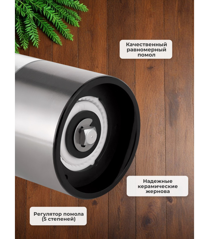 Мини-мельница для специй Xiaomi HuoHou Electric Mini Grinder Rechargable HU0279 RUS с аккумулятором, серебристая