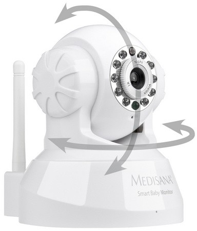 "Medisana Smart Baby Monitor" оснащена видеокамерой с поворотным механизмом