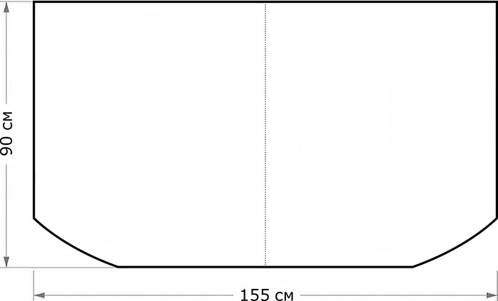 Схема, отображающая реальные размеры автоодеяла