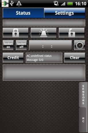 Окно приложения "GSM-розетка" для Android