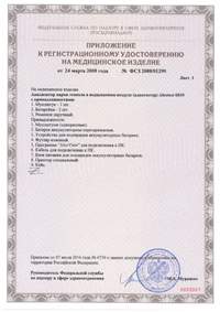 Регистрационное удостоверение на прибор (кликните для увеличения)
