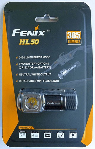 Фонарь "Fenix HL50 XM-L2 T6" поставляется в блистерной упаковке (нажмите на изображение, чтобы увеличить)