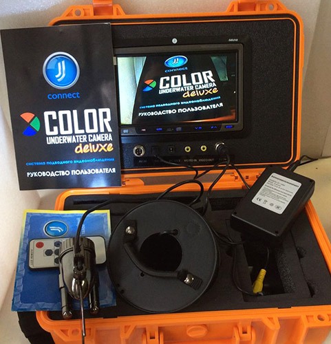 Подводная камера "JJ-CONNECT Underwater Camera Color Delux" отличается богатой комплектацией (нажмите на изображение, чтобы увеличить)
