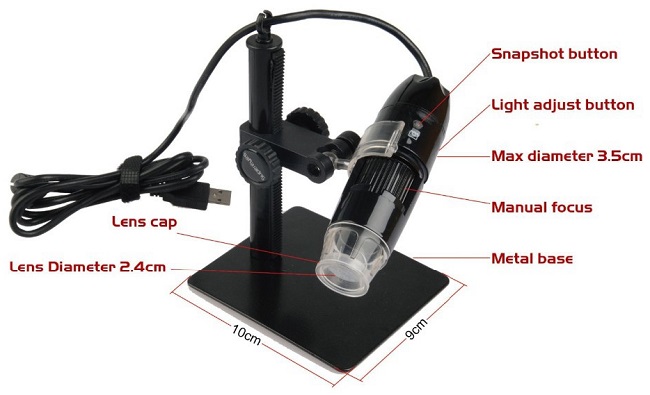 Строение и ключевые элементы конструкции USB-микроскопа "PZ01"