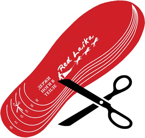 Стельки легко обрезаются до нужного размера обычными ножницами (нажмите на изображение, чтобы увеличить)