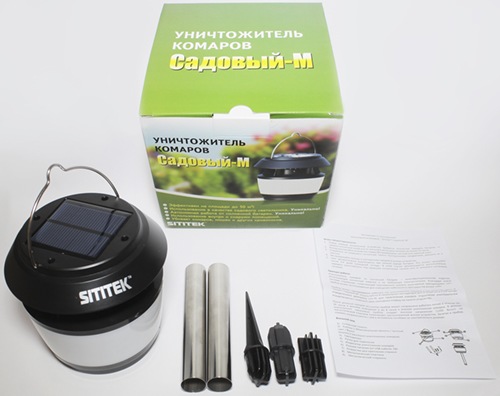 С уничтожителем комаров "SITITEK Садовый-М" поставляется металлический штырь (в разобранном виде), сборка системы занимает всего несколько минут
