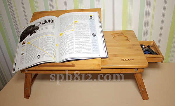 С правой стороны столика для ноутбука "Bamboo 2" есть выдвижной ящик (для увеличения нажмите на фото)