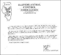 Письмо из ассоциации по контролю за животными штат Иллинойс