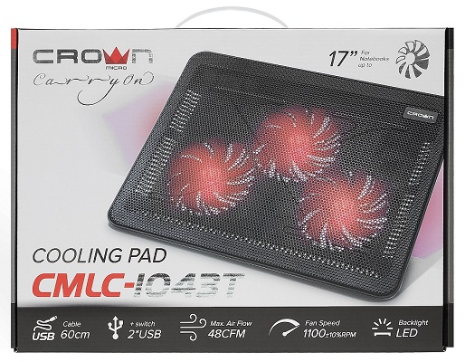 Подставка под ноутбук с охлаждением CROWN CMLC-1043T RED