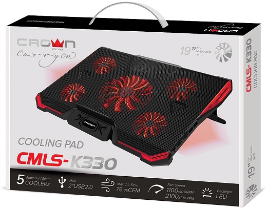 Подставка под ноутбук с охлаждением CROWN CMLS-K330 RED