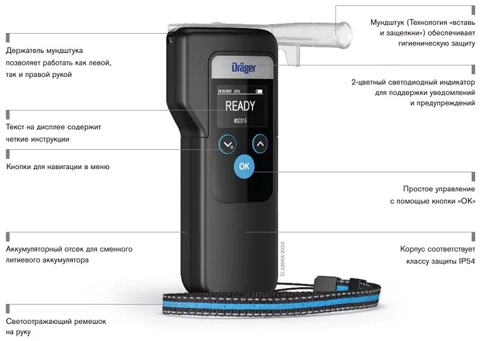 Профессиональный алкотестер Drager Alcotest 6000