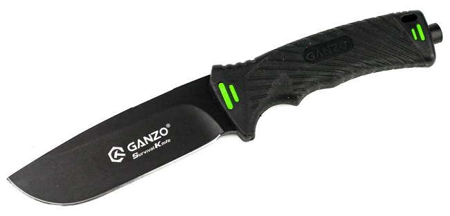 Нож для выживания Ganzo G8012-BK с огнивом и точилкой
