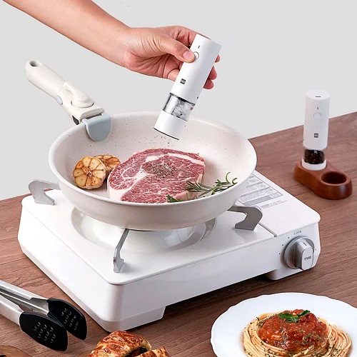 Набор мини-мельниц для специй Xiaomi HuoHou Electric Mini Grinder Rechargable HU0278  RUS с  деревянной подставкой